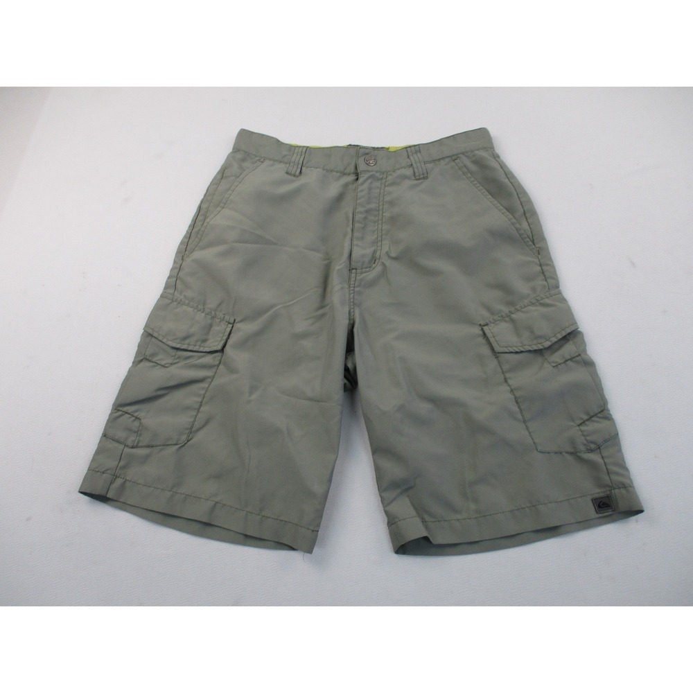 Quiksilver Cargo Shorts Mens 29 Green Utility Relaxed Fit Polyester Y2K Skater